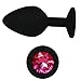 Produktbild iEFiEL Deluxe Analplug Buttplug Silikon Schwarz mit Kristall Lust Sexspielzeuge 30mm 35mm 40mm (L, Rose)