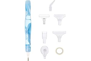 KYLOS 1 Stück Harz Diamant Malstift mit 7 Ersatz-Stiftköpfen, Diamant Painting Zubehör Stift, Diamond Painting Stifte Set, Diamond painting pen, 5D-Diamant-Malwerkzeuge, Für Diamantmalerei, Heimwerker(Blau)