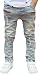 EKU Boys Ripped Splicing Washed Zipper Patched Denim Jeans Pants 7-8y blue