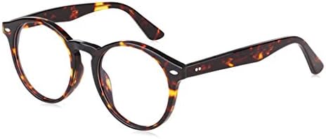 HAIYING Glasses Fashion Lovely Unisex Clear Lens Geek Retro Round Unisex Glasses, Gloss Black Frame, Full UV Protection Rimmed Glasses (Color : Brown)