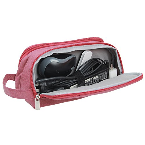Damero Universale Organiser Tasche mit Doppelschicht Tragtasche für Reise zum Ladegrät/Eletronisches Zubehör für Reiseorganisator (Groß, Weinrot) - 6