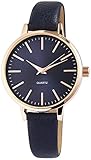 Damenuhr Blau Gold Analog Quarz Leder Armbanduhr