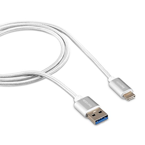 kwmobile USB 3.1 Type-C Kabel - USB 3.1 Typ C zu USB 3.0 Nylon Ladekabel Datenkabel 100cm in WeiÃŸ - Typ-C Kabel fÃ¼r Smartphone Tablet Laptop
