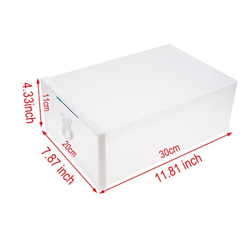 Schuhbox Acelectronic 10 set Plastik Schuhbox Schuhkasten Lagerkasten Clear Boxen Schuhschachtel für Aufbewahrung Schuhe Faltbare Halter für Damen,Multifunktional Organiser (Weiß) - 5