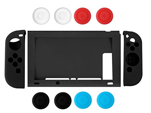 Preisvergleich Produktbild Nintendo Switch Case, Chickwin Silikon Soft Durable Flexible Anti-Rutsch Silikon Schutzhülle Tasche für Nintendo Switch (Schwarz)