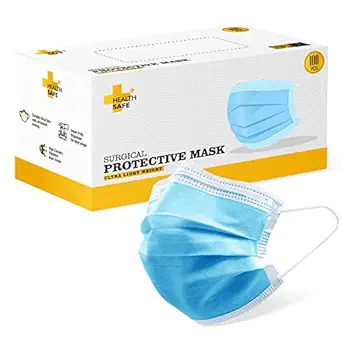 HEALTH SAFE Ultra Light Weight Surgical Face Mask (Blue,Pack of 100) (HS-SUR-MASK)