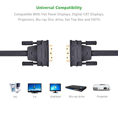 DVI Kabel Ugreen 2m DVI auf DVI 24+1 Kabel Dual Link HDTV 2560×1600 Auslösung mit 2 Ferritkern, verzinnte OFC Kupferleiter und Vergoldete Konverter für PC und Projektoren - 4