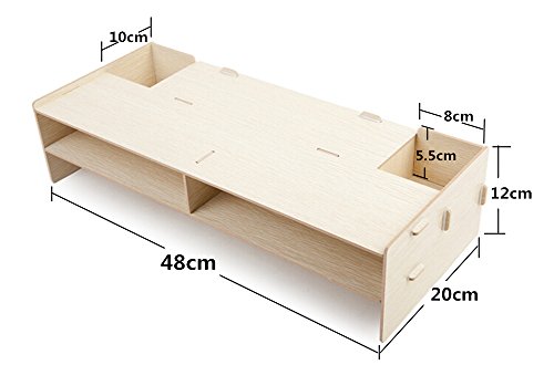 2017 Computer Monitor Stand Riser, hölzerner Schreibtisch Organisator Einheit Neuheit Feuchtigkeitsbeständiger Stand mit 2 Stufen Speicher A4 Papiertastatur Bücher Laptop Riser Regale - 6