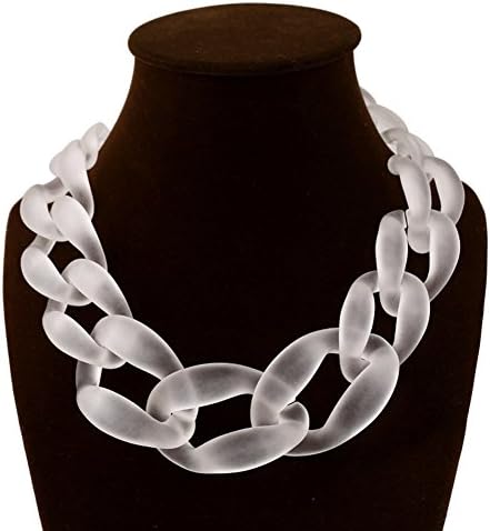 Eshion Jewelry Fashion Plastic Chain Around his Neck Statement Necklace Female Outstanding Women Suspension Choker Necklaces Collier Femme (White)
