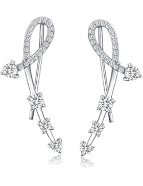 Butterme Sterling silber 925 überzog Element-Kristall-Ohrstecker Ohrringe Ohr-Stulpe-Haken