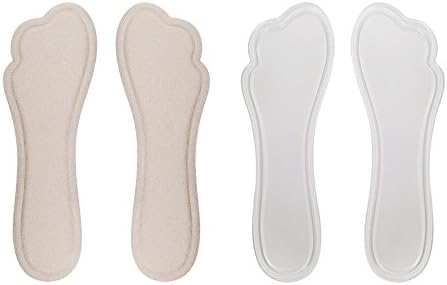 Alodor Shoe Insole Style Pads 2 pairs, High Heel Shoe Cushion Insole Inserts Pads, Improve Shoes Too Big (1 pair each Clear &amp; Beige) (Insole Pad)