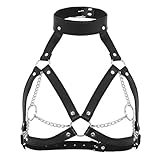 Cuello halter ajustable, con cadena de metal en la parte delantera.