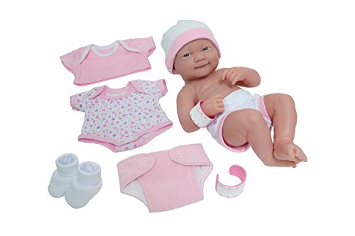 JC TOYS- Muñeca Cuerpo de Goma. con Set de Ropa Rosa, (18543_A)