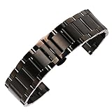 22mm klassisches High-End-Uhrenarmband für Männer Edelstahl-Uhrenarmband in schwarz solid bereift Link