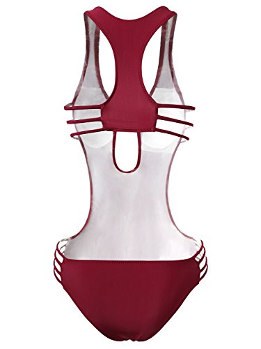 EA Selection Damen Einteiler Tief-V Badeanzug Farbverlauf Blume Elastic - 2