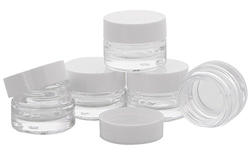 Klarglastiegel m. Kunststoff-Deckel, 3 ml Leerer Tiegel, Kosmetex Glasdose, 5× weiß