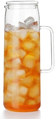 Home Direct 1.5L Glass Water Carafe Water Jug with lids,Borosilicate Glass Orange Juice Lemonade Pitcher Filter Infuser fruits，Infusion for fruits (Glass Lid)