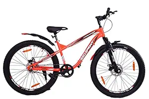 HERO CYCLES Sprint Dominator Dual Disc Front Suspension 26T Single Speed Road Bike for Unisex, Frame size - 17.00 Inches , steel (Red)