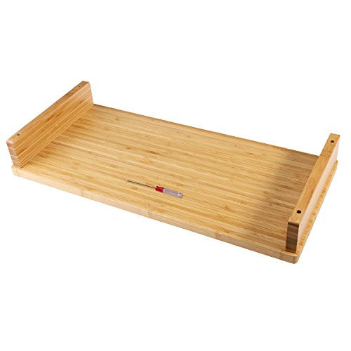 OULII Bambus-Monitorständer, erhöhter Holz-Schreibtisch für den Laptop mit Ablagefächern - 7