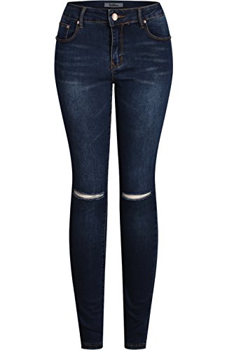 2LUV Women's Stretchy 5 Pocket Skinny Capri Jeans - Medium Denim, Ankle Length, Slim Fit