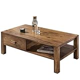 Tisch aus massivem Sheesham Holz mit einer Schublade und einem offenen Fach