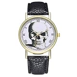Delicacydex Hochwertige nützliche T42 Schädel Lederband Quarz Fashion Watch Modische Nizza - schwarz