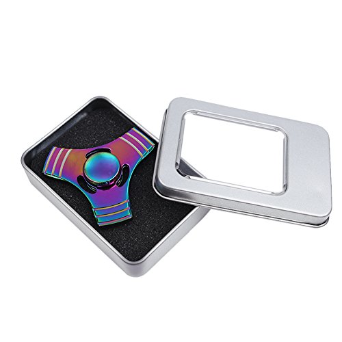 zappeln Hand Spinner mit LED Licht Marke neue Tri Spinner Prime Spielzeug mit 3 farbigen Shining Premium Angst Spielzeug hilft FORCUS für Kinder und Erwachsene Stress Reducer L Colorful lucky