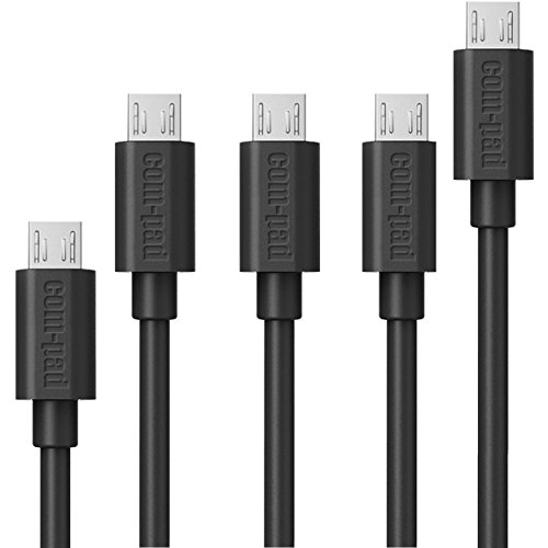 5x Micro-USB Daten- Schnell-Ladekabel COM-PAD Premium für Tablet Smartphone 0.3m/3x0.9m/1.8m schwarz Spar-Pack