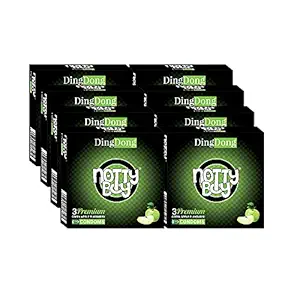 NOTTY BOY DingDong Green Apple Flavour Condom For Men - 21 Count (Pack of 7)