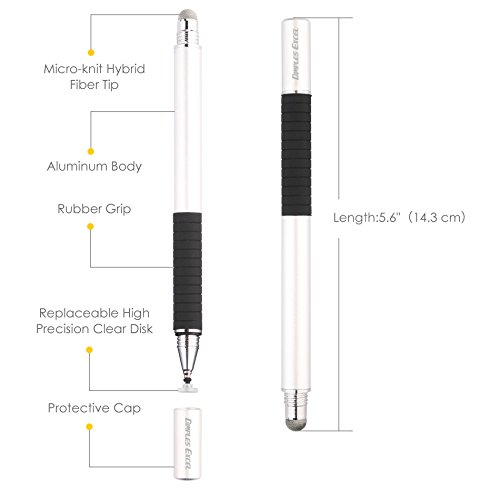 Dimples Excel Präzision Stylus pen Eingabestifte for Ipad Pro Kindle Tablet Touchscreen Smartphone mit Ersatzspitzen (Silber + Silber) - 3