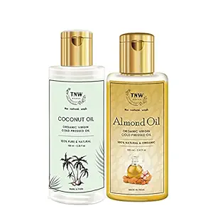 TNW-The Natural Wash Cold Pressed Virgin Pure Almond Oil & Cold Pressed Virgin Coconut Oil | Almond Oil and Coconut Oil for Face, Skin and Hair | Combo (200ml)