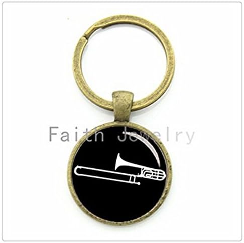 musical instrument silhouette keychain Trombone key chain dj mixer musician jewelry jazz music band fans gift