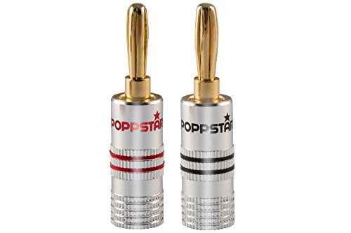 Poppstar fiches Bananes, pour Les câbles de jusqu'à 4 mm carré vissage ou 6 mm carré Soudure, 24k Contacts plaqués Or, Un Ensemble de 2