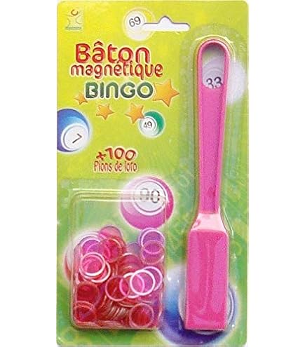 Kit Bingo Magnétique - 100 Jetons + 1 Bâton Aimanté - Jeu Éducatif Enfants & Adultes - Apprentissage Couleurs & Maths