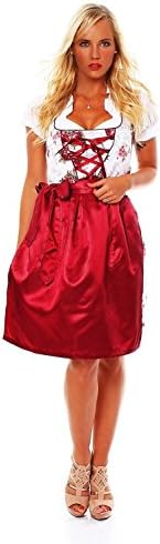 Oramics Women's Dirndl Dress 10593 Dunkelrot Weiss 38 (EU)
