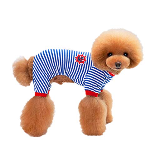Preisvergleich Produktbild PZSSXDZW Hundebekleidung Gestreifte Haustierkleidung Hundet-Shirt aus Baumwolle Klein und mittelgroß Hundepyjamas Blue XX-Large