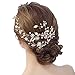 Produktbild LIU RUOXI Handgemachte Schmuck Braut Tiara Gold Blatt Hochzeit Haarband Hochzeits-Accessoires Haar-Accessoires Mit Perlen Blume Tassel Kopfstück Geschenk (Gold)