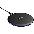 pTron Dynamo Ring Wireless Charger 15W, Compatible with Qi Wireless Charging Enabled Smartphones iPhone 14/13/12/11 Series, Galaxy S23/S22/S21/S20/Note20/10/10+ Series & 1m Type C Cable (Jet Black)