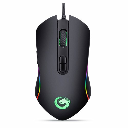 AhaSky Raton Gaming  Raton USB 4800DPI  6 Programable Botones  4 Modos de LED luz para Gamer de Alta Precisi  n con Niveles 6 DPI Ajustable  Raton Ordenador Portatil  Compatible con Windows 7  8  10 Windows XP  Vista  ME  2000 y Mac OS