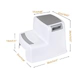 Cusfull Rutschfester Kinderschemel Tritthocker Kindersitz zum Toilettentraining Trittbank für Kinder, Badezimmer, Kinderzimmer, Händewaschen – 2 Stufen, Weiß/Grau - 2