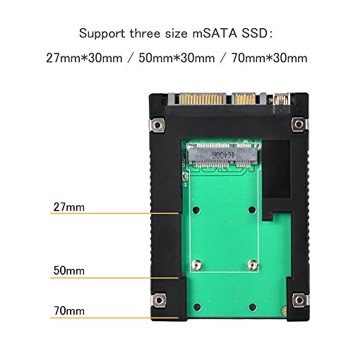 ELUTENG mSATA Adapter 2 in 1 mSATA zu 2,5″ SATA SSD Gehäuse Super Speed 6 Gbit/s mSATA auf mini USB Adapter Konverter für 27mm / 50mm / 70mm mSATA Festplatten Gehäuse - 4