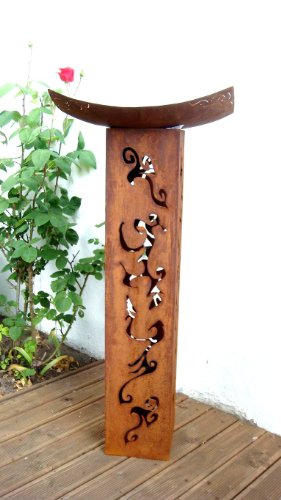 Säule Rost Feuersäule Metall Skulptur Edelrost Bioethanol eckig mit Feuereinsatz Deko eckig H: 80cm - 8