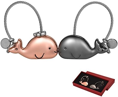 Keyring,Adkwse Couple Keychain 1 Pair Kissing Whale Shape Car Keyring with Magnetic Mouth,Sweet Gift for Charismas Birthday Valentine's Day
