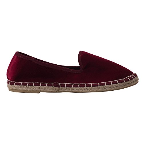 Japanwelt Espadrilles Samtschuhe Damen Pantoffeln - Samt Slipper Sommerschuhe Bordeaux Größe 37 - 5