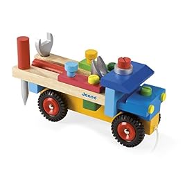 Janod – Camion de Bricolage Brico&rsquo;Kids – Jouet d&rsquo;Eveil à Promener 2 en 1 – 3 outils inclus – Apprentissage Motricité – Dès 2 Ans, J05022