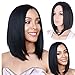 Price comparison product image Xiton 1PC Black Wig Synthetic Straight Hair Wig Black Middle Hair Bob Wigs Heat Resistant Syntheyic Hair Short Black Wigs For Women Girls Costume Daily Wear