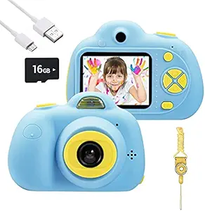 BEISITE Kids Toys Camera for 3-6 Year Old Girls Boys, Compact Cameras for Children, Best for 5-10 Year Old Boy Girl 8MP HD Video Camera Creative Present,Blue(16GB Memory Card Included)