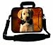 Produktbild LUXBURG® 17,3 Zoll Schultertasche Notebooktasche Laptoptasche Tasche mit Tragegurt aus Neopren für Laptop / Notebook Computer - Welpe mit Rose