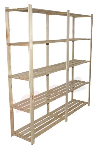 HOLZREGAL B-03 5 BÖDEN BÜCHERREGAL MASSIVHOLZREGAL KELLERREGAL BÜROREGAL 170x170x40 cm - 2