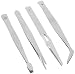 Produktbild 4 in 1 Silber Ton Metall flach Cross Action Spitz Pinzette Werkzeuge